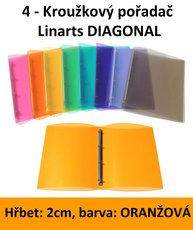 Poada 4kroukov LINARTS Diagonal A4, oranov, PP, 2cm, 5204O