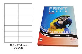 Etikety Print Emy 105x42,4mm, bl, 14ks/arch, 100 arch, samolepc