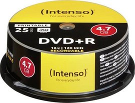 DVD-R  Intenso 4811154, 25-pack, 4.7GB, 16x, 12cm, Standard, cake box, printable, pro arch