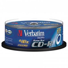 Verbatim CD-R, 43352, AZO Crystal, 25-pack, 700MB, 52x, 80min., 12cm, bez monosti potisku, cake box
