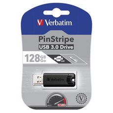Verbatim USB flash disk, USB 3.0, 128GB, PinStripe, Store N Go, ern, 49319, USB A, s vsuvnm kone