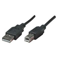 USB kabel (2.0), USB A samec - USB B samec, 3m, ern