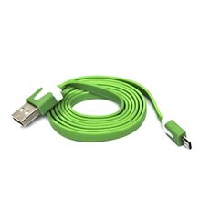 Logo USB kabel (2.0), USB A samec - microUSB samec, 1m, ploch, zelen, blistr
