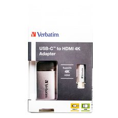 USB (3.1) hub 1-port, 49143, ed, dlka kabelu 10cm, Verbatim, 1x HDMI