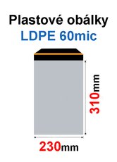 Obálka zasílací plastová 230x310+40mm, 60mic, (50ks) samolepící  PPZ54