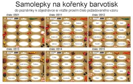 Samolepky na koenky barvotisk, 0501-0521             (tvar elipsy -  6cm x  v 3,3cm)