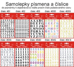Samolepky psmena a slice, 450-462