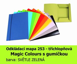 Mapa odkldac 253 s gumikou MAGIC COLOURS HIT,svtle zelen,225g, 3 klopy, 1ks/5, 335.04