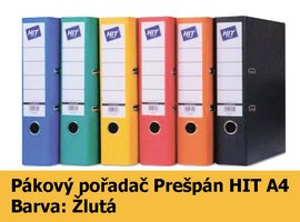 Pořadač pákový HIT A4, KV5R Prešpán, žlutý, RADO, 5cm,  272.05