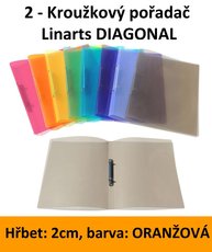 Poada 2kroukov LINARTS Diagonal A4, oranov, PP, 2cm, 5205O