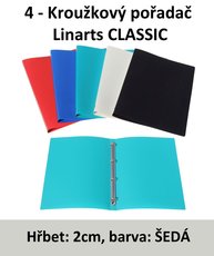 Poada 4kroukov LINARTS Classic A4, erven, PP, 2cm, 5200CV