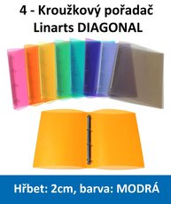 Poada 4kroukov LINARTS Diagonal A4, modr, PP, 2cm, 5204M