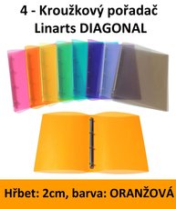 Poada 4kroukov LINARTS Diagonal A4, oranov, PP, 2cm, 5204O