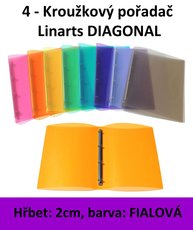 Poada 4kroukov LINARTS Diagonal A4, fialov, PP, 2cm, 5204FL