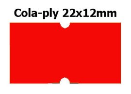 Etikety cenov 22x12mm/42kot (1250et) Cola-ply erven signln obdlnkov