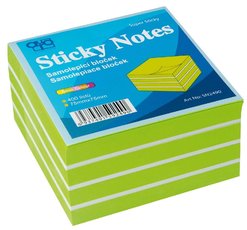 Bloek samolepc AURO, 75x75mm, 400list, neon zeleno-bl