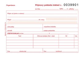 Pjmov pokladn doklad A6 pro podvojn etnictv, slovan 1+1 propisujc PT032