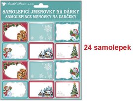 Jmenovky na drky se stbrnou rabou, samolepc 18x18cm, 24ks, 10509