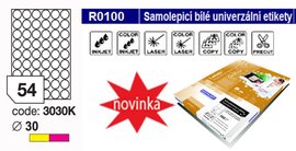 Etikety RAYFILM,A4/100lst(54) O koleka 30mm,bl matn inkjet/laser/copy R0100.3030KA