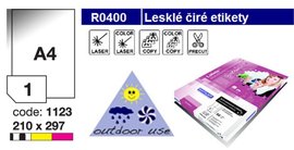 Etikety RAYFILM,A4/10lst(1) 210x297mm,leskl prhledn PES laser R0400.1123G