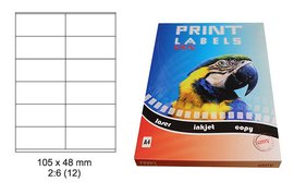 Etikety Print Emy 105x48 mm, bl, 12ks/arch, 100 arch, samolepc