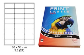 Etikety Print Emy  68x46,8mm, bl, 18ks/arch, 100 arch, samolepc