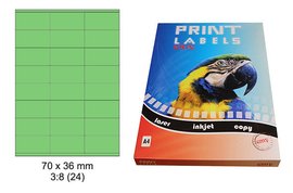 Etikety Print Emy 70x36mm, zelen, 24ks/arch, 100 arch, samolepc
