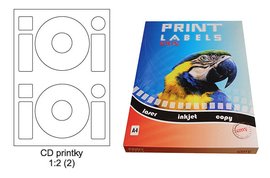 Etikety Print Emy CD, 2ks/arch, A4, 100 arch, bl samolepc