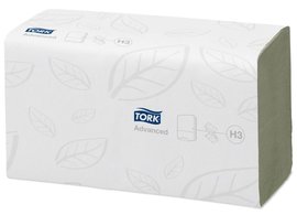Runky paprov TORK SINGLEFOLD, 2-vrst.zelen 23x25cm, npl H3  15X250ks   290179