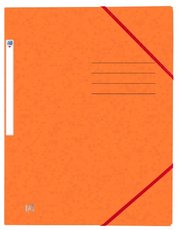 Mapa odkldac prepn s gumikou A4 OXFORD, oranov, 390g, 3 klopy    	60079392