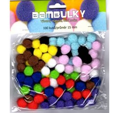 Bambulky  mix barev - 100 ks, 15 mm, 	  POM-1002