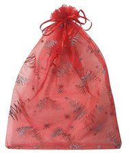 Sek organzov erven se stromky 26 x35cm  6005