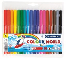 Popisova CENTROPEN COLOUR WORLD 7550/18ks/TP obal, sada fix, 1mm, vyprateln