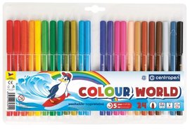 Popisova CENTROPEN COLOUR WORLD 7550/24ks/TP obal, sada fix, 1mm, vyprateln