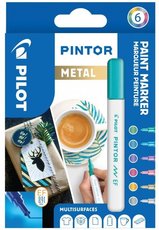 Sada popisova PILOT Pintor Metal - EF hrot 0,7 mm, 6ks 4077/S6-METAL