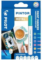 Sada popisova PILOT Pintor Metal - F hrot 1 mm, 6ks 4074/S6-METAL