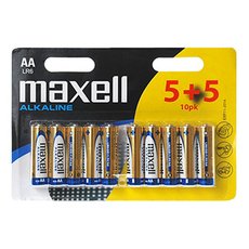 Baterie alkalick, AA, 1.5V, Maxell, blistr, 10-pack
