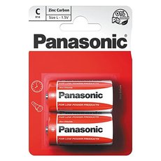 Baterie zinkouhlkov, C (R14), mal monolnek, C, 1.5V, Panasonic, blistr, 2-pack