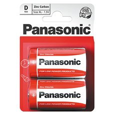 Baterie zinkouhlkov, velk monolnek, D, 1.5V, Panasonic, blistr, 2-pack