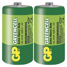 Baterie zinkochloridov, C (R14), mal monolnek, C, 1.5V, GP, flie, 2-pack, Greencell
