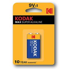 Baterie jednorzov alkalick, tukov, 9VA, 9V, Kodak, blistr, 1-pack, KOD-9VAMAX, Alkaline Max