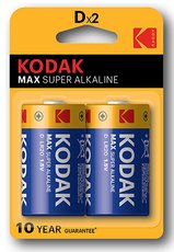 Baterie jednorzov alkalick, tukov, LR20, 1.5V, Kodak, blistr, 2-pack, KOD-LR20MAX, Alkaline Max