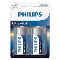 Baterie alkalick, D (LR20), D, 1.5V, PHILIPS, blistr, 4-pack, LR20E2B/10, Ultra Alkaline