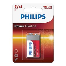 Baterie alkalick, 9V (6LR61), 6LR61, 9V, PHILIPS, blistr, 1-pack, 6LR61P1B/10, Power Alkaline