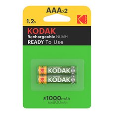 Baterie nabjec Ni-MH, tukov, AAA, 1.2V, Kodak, blistr, 2-pack, KOD-REC001, 1000 mAh