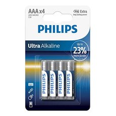Baterie alkalick, AAA (LR03), AAA, 1.5V, PHILIPS, blistr, 4-pack, LR03E4B/10, Ultra Alkaline