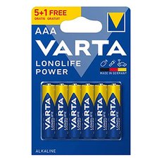 Baterie alkalick, AAA (LR03), AAA, 1.5V, Varta, blistr, 6-pack, VAR-LR3BL5-1, Longlife Power