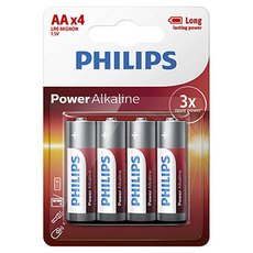 Baterie alkalick, AA (LR6), AA, 1.5V, PHILIPS, blistr, 4-pack, LR6P4B/10, Power Alkaline