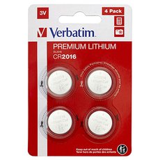 Baterie lithiov, knoflkov, CR2016, 3V, Verbatim, blistr, 4-pack, 49531