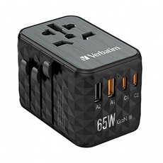 Verbatim, Cestovn adaptr univerzln World-to-World UTA-05 2x USB-C PD, QC 4+ a 2x USB-A, ern, 6